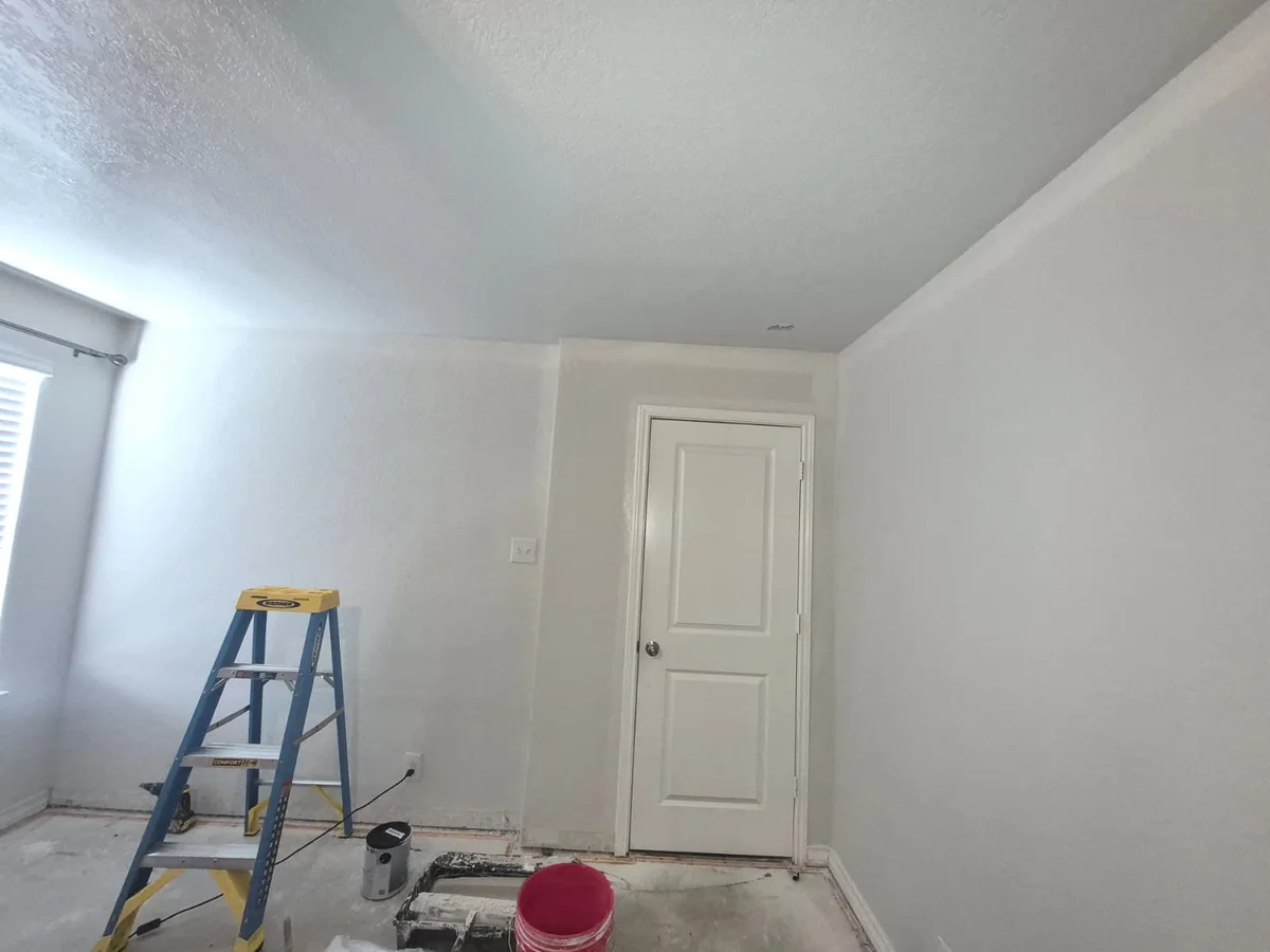 Freshly painted room with a ladder