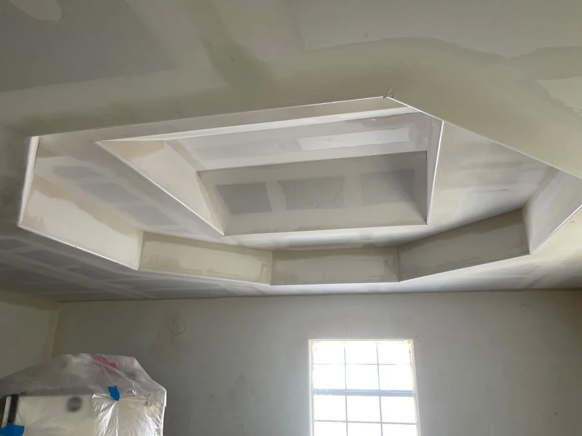 Tray ceiling finished smooth